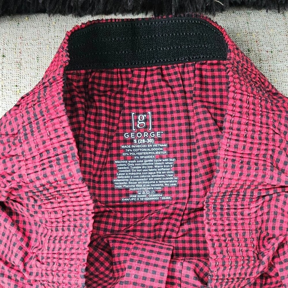 George Men Boxer Shorts Red/Black Tone Cotton Blend Sleep Short Size S 28-30 Br - Picture 9 of 11